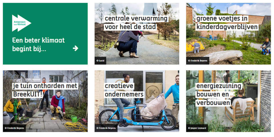 voorbeeld van website Antwerpen voor Klimaat